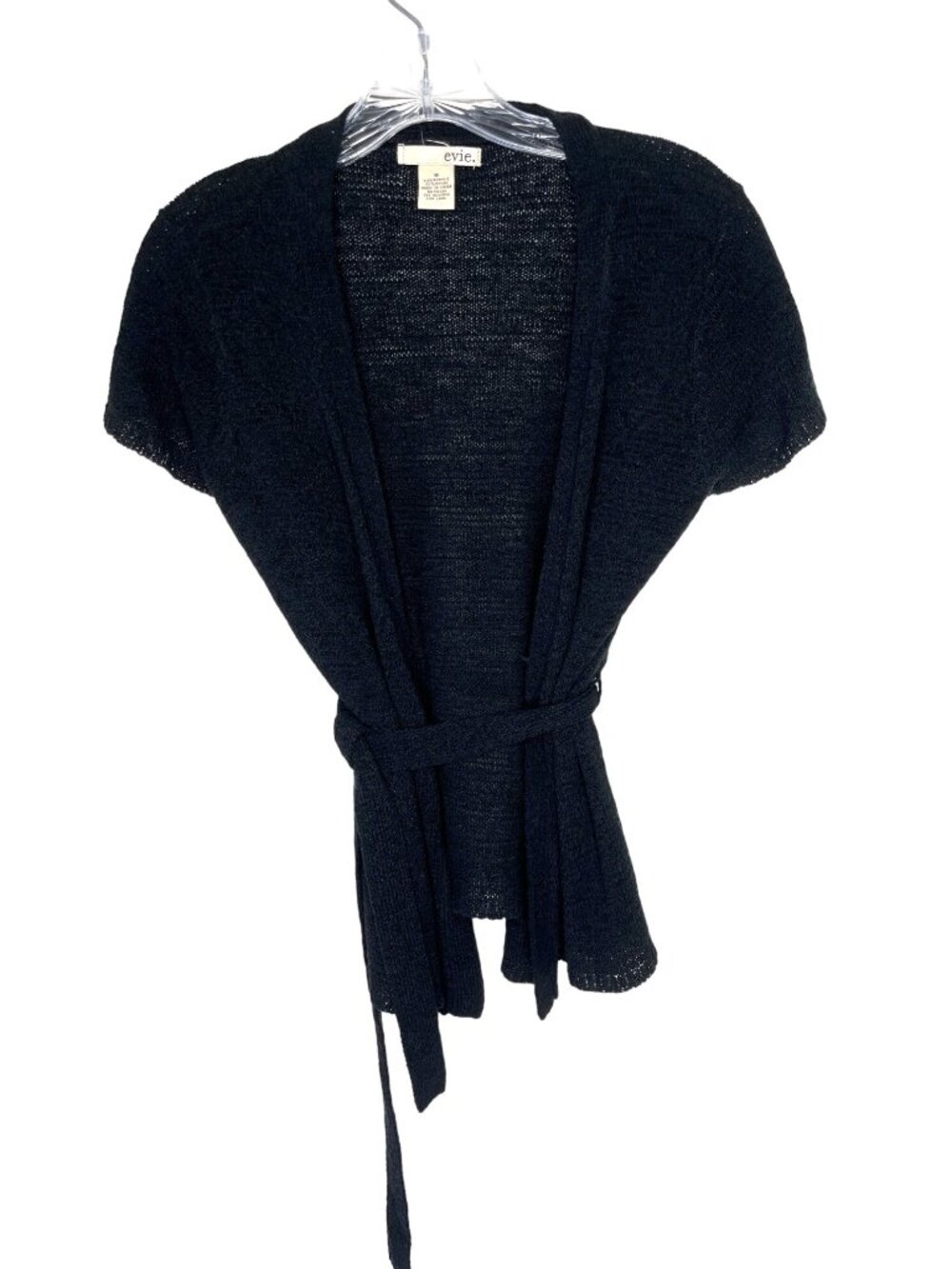 Evie Black Medium Short Sleeve Wrap Sweater 86A